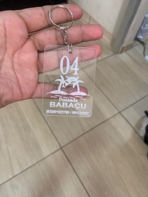 chaveiro acrílico gravado acrílico   gravado no laiser  