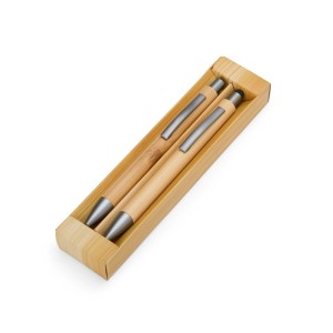 kit de caneta e lapiseira biológica bambu personalizada Bambu   Gravação UV Manual 