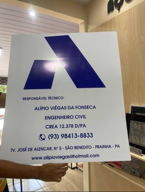 PLACA ADESIVADA EM ACM ACM Tamanho variado   Corte a laiser 