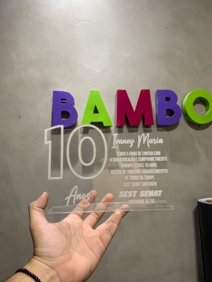 PLACA DE HOMENAGEM ACRÍLICA GRAVADO  20x15cm   Corte a laiser 